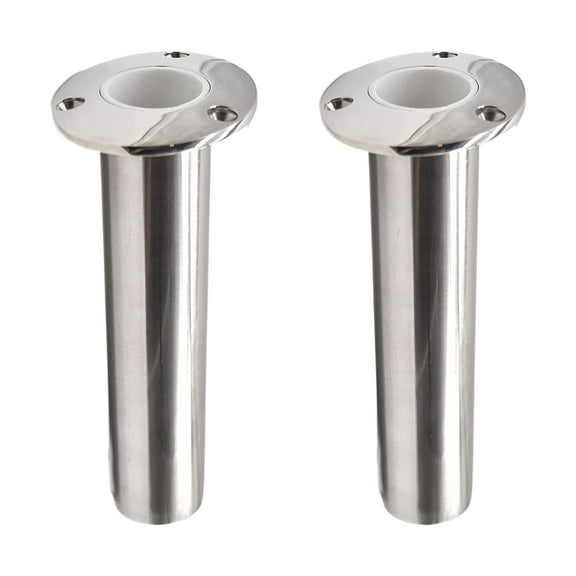 MARINE CITY Deluxe Fishing Rod Holder with Drain, Flush Mount, 90 Heavy Duty 316 Stainless Steel for Boats & Marine 2 Pcs