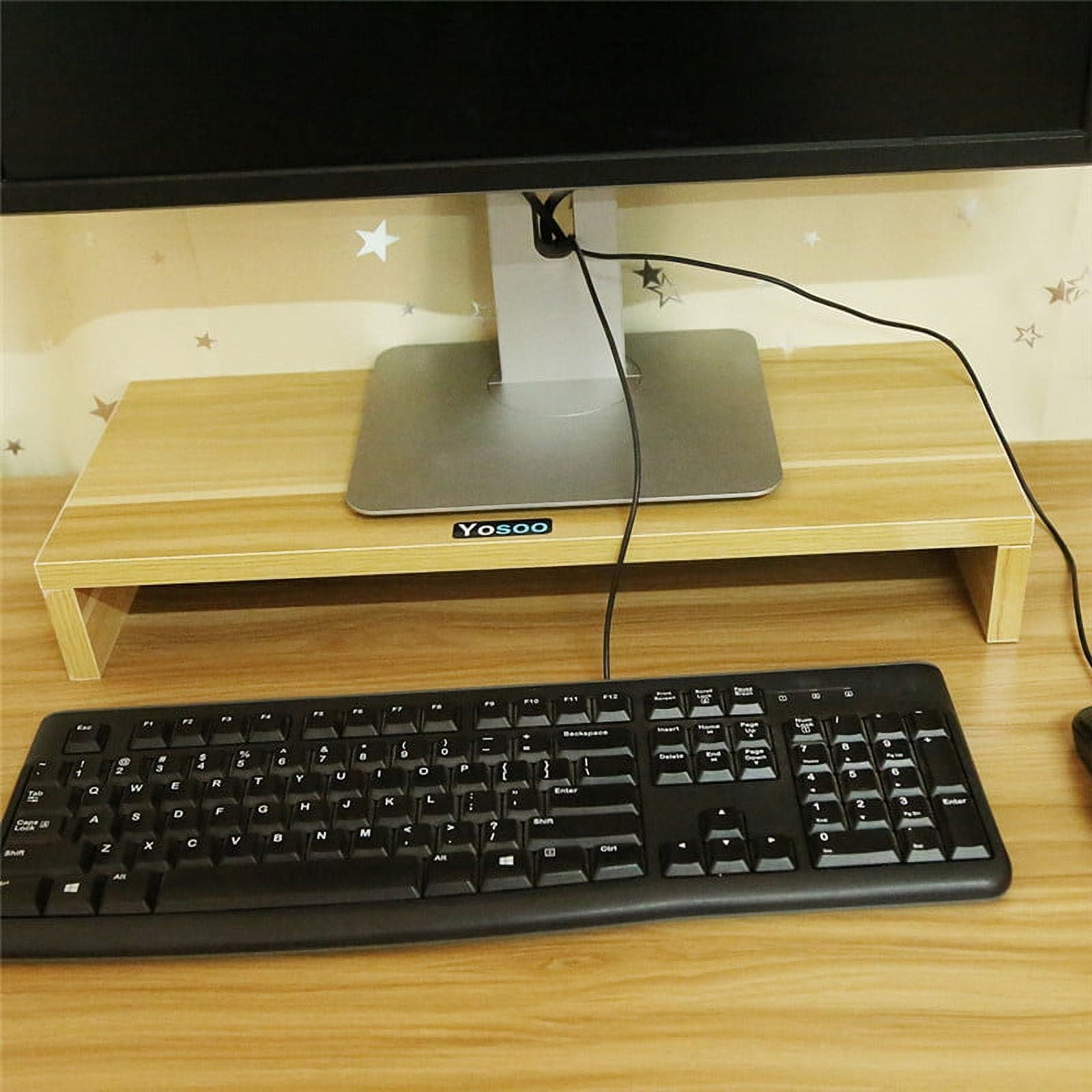 Wooden Computer Monitor Stand,Wooden Stand Monitor Riser Desktop Organizer,Wooden