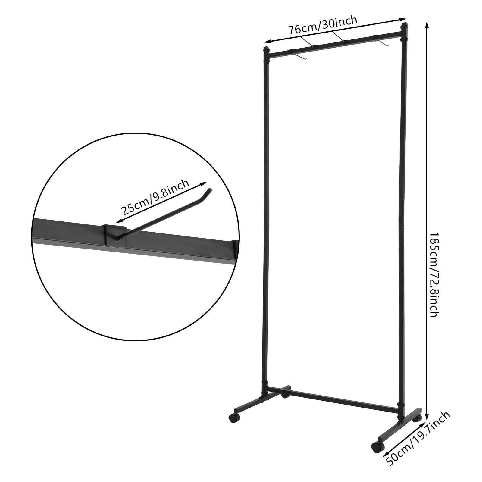 185cm Yoga Mat Holder Hanging Iron Yoga Mats Storage Rack w/ Double Sided Hooks for Yoga Studio