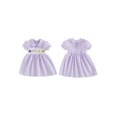 thumbnail image 2 of BemeyourBBs Toddler Baby Girl Summer Plaid Gingham Smocked Dress 6 12 18 24 Months 2 3 4 Years Puff Short Sleeve Cute Crab Starfish Embroidery Doll Collar A-Line Summer Beach Holiday Party Dress, 2 of 9