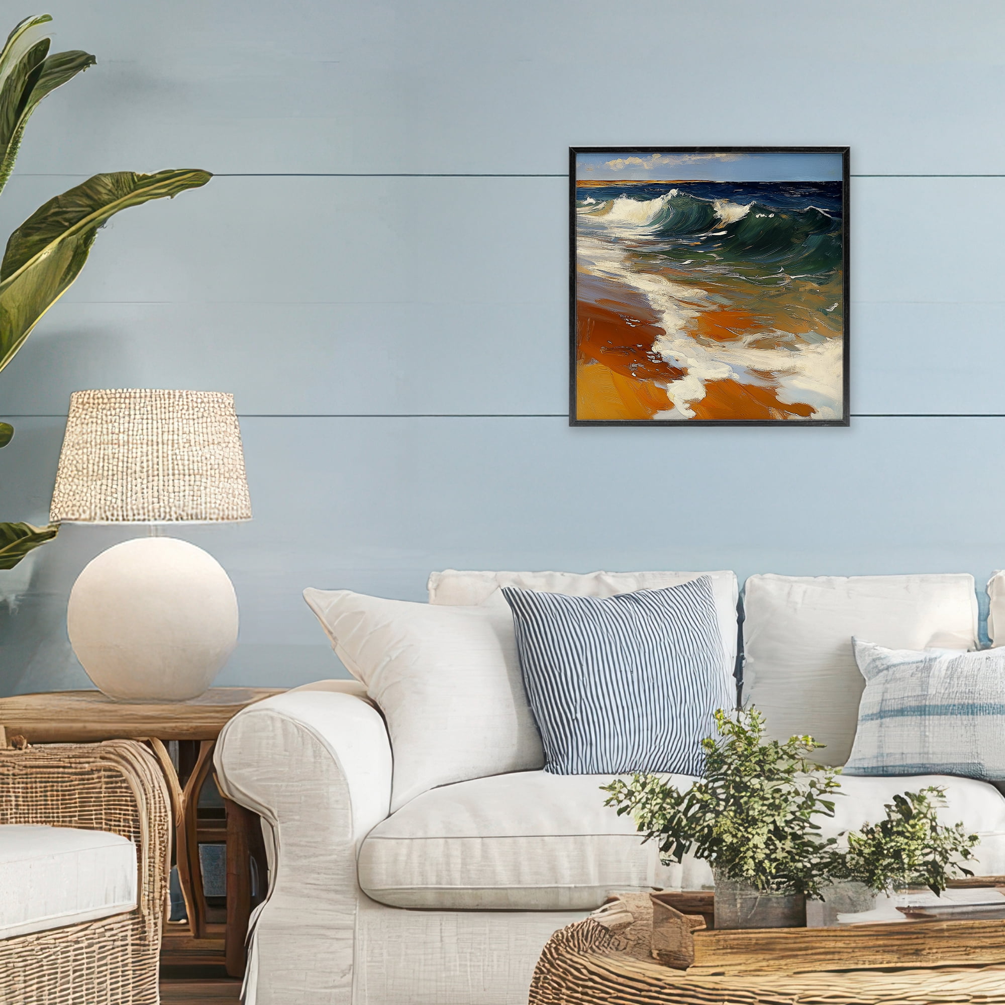 Stupell Industries Glassy Ocean Waves Break Black Framed Giclee Art, design by Walker Noble