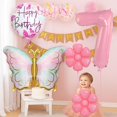 thumbnail image 3 of Set de globos de cumpleaños JKGOO Pink Butterfly para 7º cumpleaños, 3 of 6