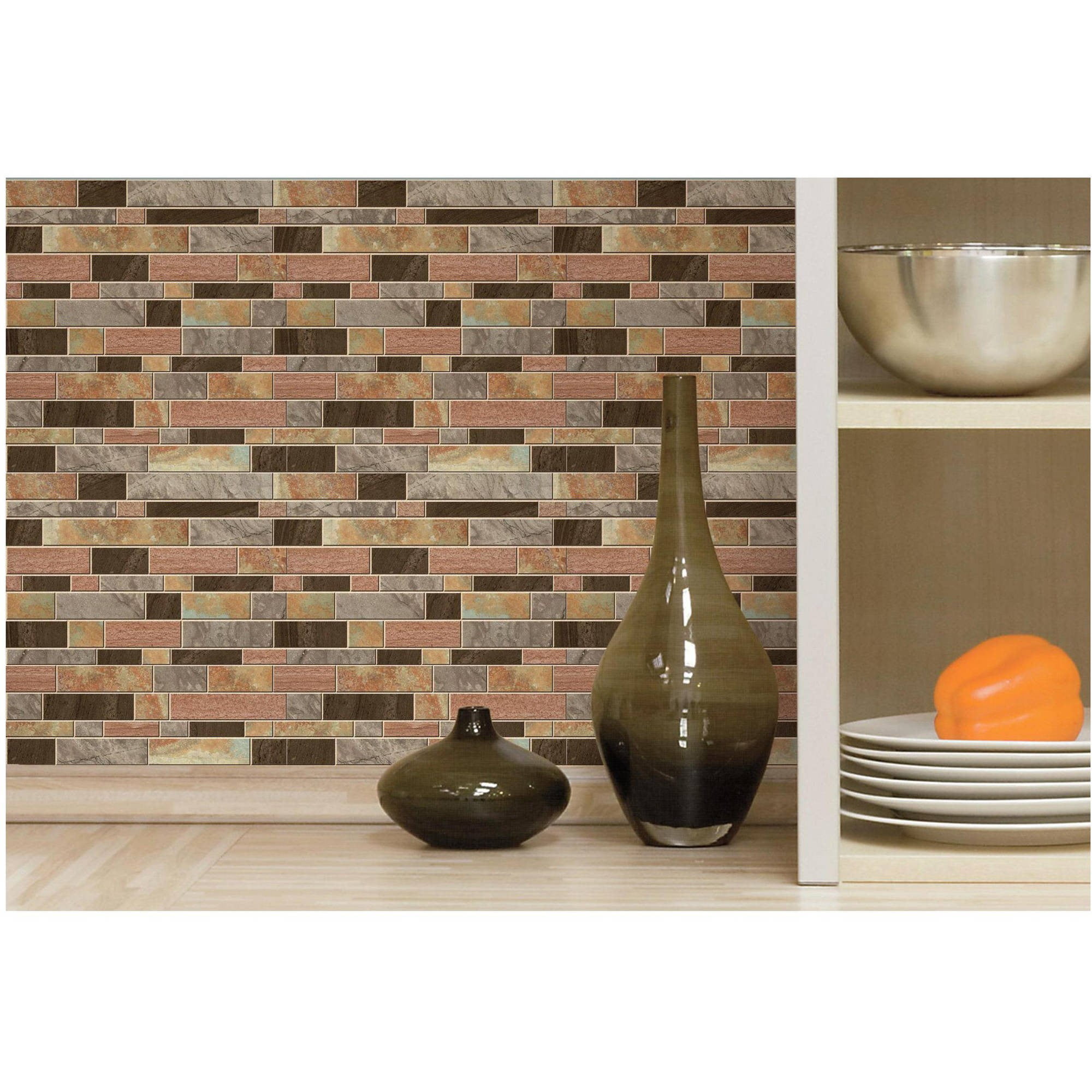 RoomMates Modern Long Stone StickTILES, 4-Pack