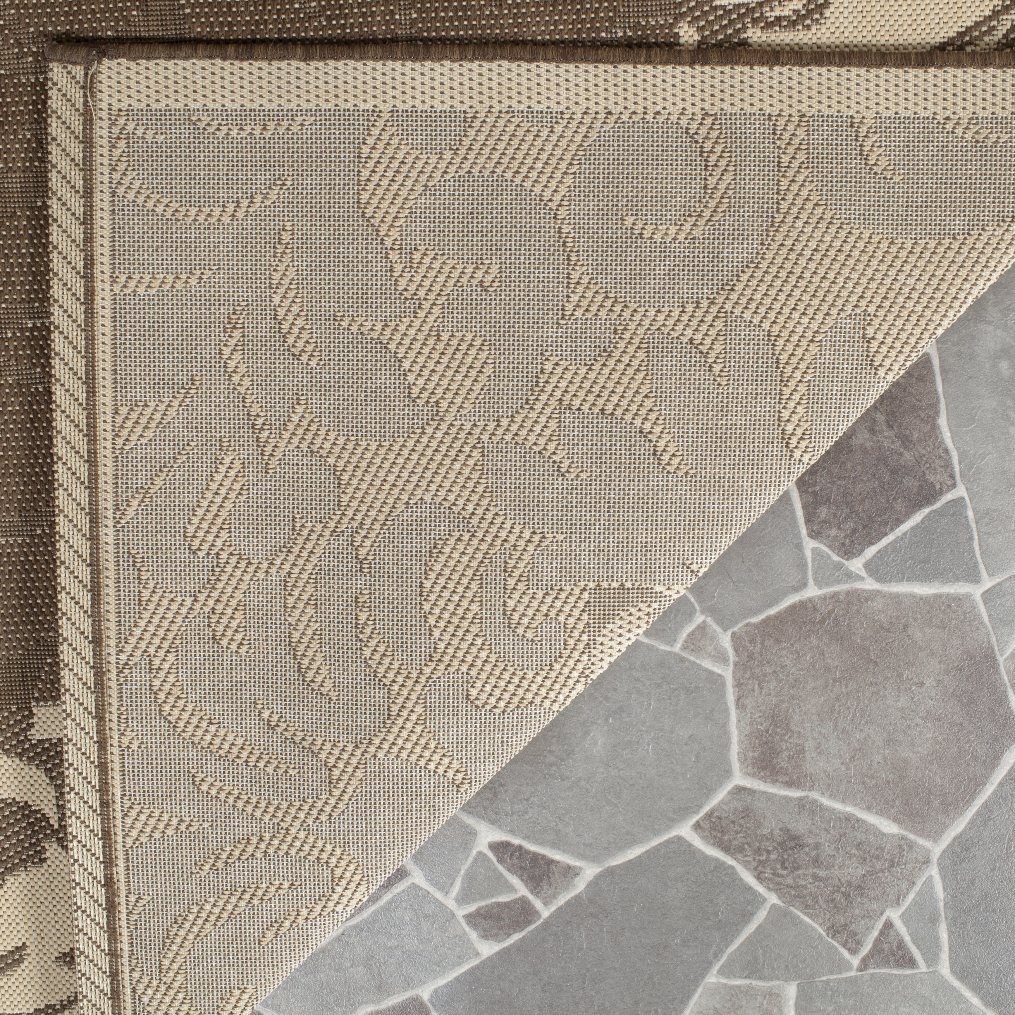 Safavieh Courtyard Dani Bordered Indoor/Outdoor Runner Rug, Chocolate/Natural, 2'3" x 12'