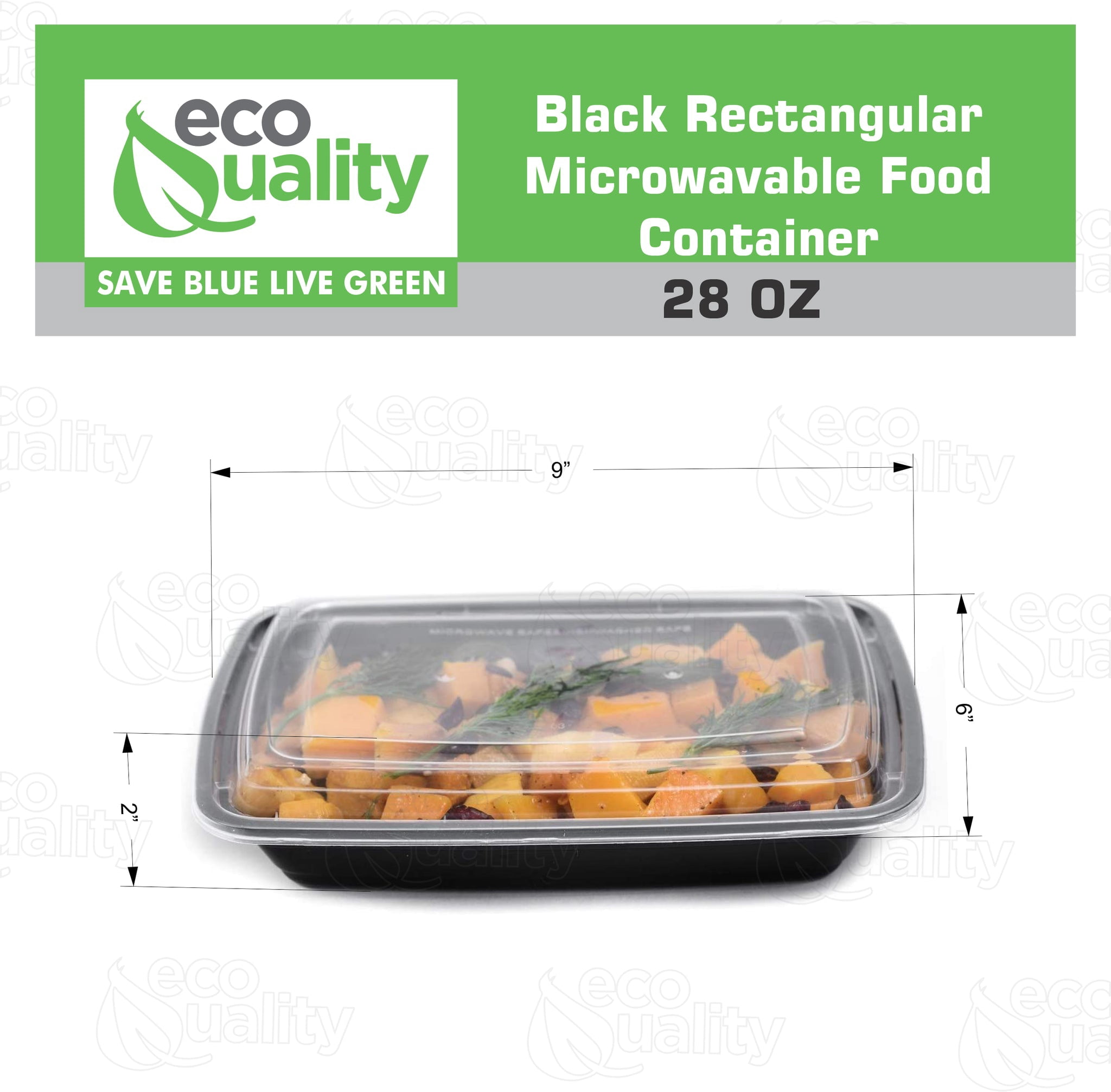 [100 PACK] Reusable 28 oz Food Storage Containers with Lids by EcoQuality Rectangular BPA Free Freezer, Microwave & Dishwasher Safe Airtight & Watertight Stackable, Lunch Meal Prep, To-Go, Bento Box