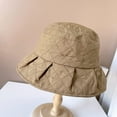 thumbnail image 4 of CoCopeaunts Bucket Hat for Women Pleated Wide Brim Fisherman Hat Solid Color Checked Warm Quilted Cotton Girl Winter Hats, 4 of 8