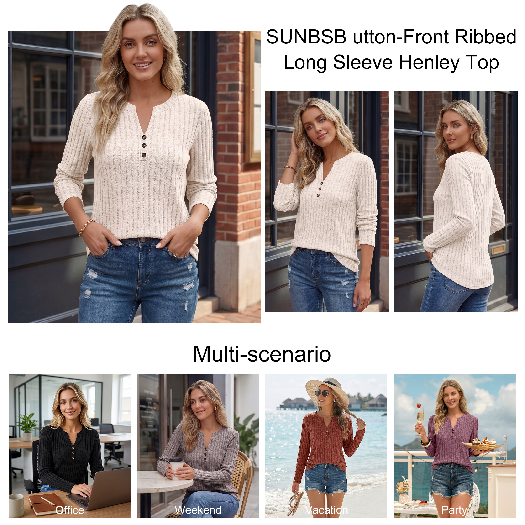 SUNBS Women's Long Sleeve V-Neck Tunic Top, Yellow photo 6