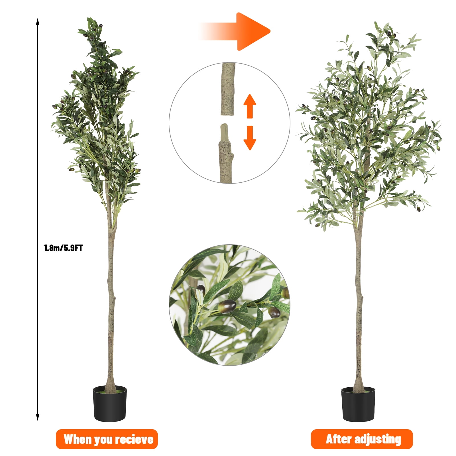 Indoor Faux Artificial Olive Tree, 6ft