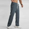 thumbnail image 2 of qelini Baggy Sweatpants for Men Elastic Waist Drawstring Pants Solid Sport Pants Casual Trendy Trousers with Pockets, 2 of 5
