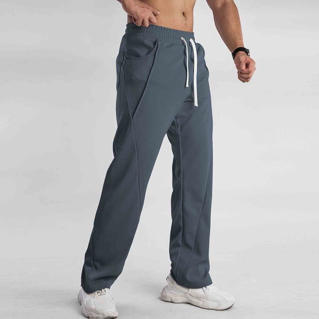 Ceisia Gift Men's Spring/Summer Sports Pants - Solid-Color Casual Loose Elastic Pocket Polyester-Spandex Comfortable Pants