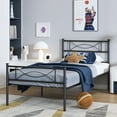 thumbnail image 2 of Yoneston Kids Twin Size Metal Platform Bed with Bowknot Headboards Easy Assembly (Mattress Not Included), Black, 2 of 13
