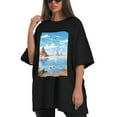 thumbnail image 4 of Plus Size Shirt for Women Oversized Black Tops for Women Short Sleeves Shirt for Women T Shirt Crewneck Shirt for Women M, 4 of 5