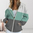 thumbnail image 2 of ManxiVoo Women's Striped Hooded Zipper Sweatshirt Oversized Pocket Fall Casual Jacket Comfortable Long Sleeve Lounge Wear Street Style XXL Size Green, 2 of 5