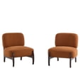thumbnail image 2 of Briar Modern Boucle Upholstery Accent Chair with Solid Wood Frame, Brown, Set of 2, 2 of 8