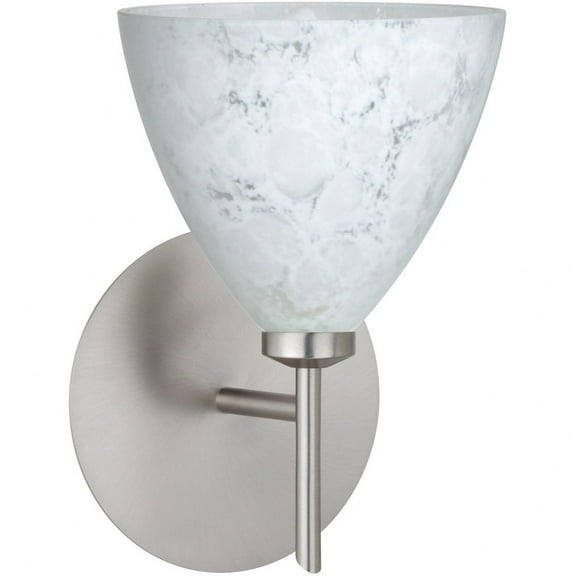 1SW-177919-LED-SN-Besa Lighting-Mia-One Light Mini Wall Sconce-5 Inches Wide by 7.5 Inches High-Satin Nickel Finish-Carrera Glass Color-LED Lamping