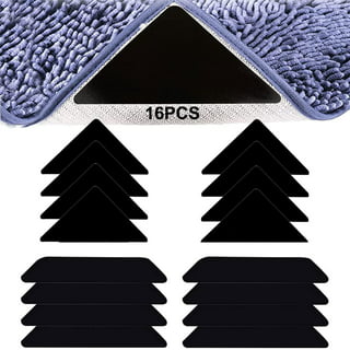 16 PCS Rug Gripper, Washable Rug Tape for Hardwood Floors, Double Sided Non-Slip  Rug Pad, Reusable Durable Carpet Gripper Stoppers for Area Rugs（8black+8white）  