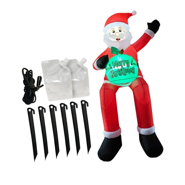 Adorno inflable navideño de Papá Noel con luz LED incorporada, hecho de poliéster, ideal para fiestas en el jardín al aire libre.
