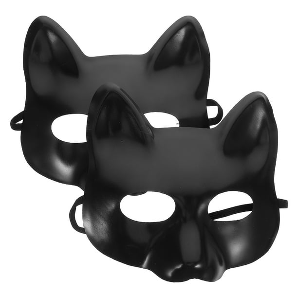 2 máscaras de papel para pintar DIY para fiesta de Halloween, máscara de gato en blanco para adultos, máscara de mascarada para cosplay y manualidades, máscara de miedo para decoraciones de Hallowee