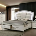 thumbnail image 5 of 1pc Eastern King Size Bed Pearl White Color Contemporary Bedroom Furniture Storage Footboard Padded Headboard w LED Acrylic Leg, 5 of 6