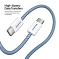 thumbnail image 5 of Powertek Fashion USB-C to USB-C Cable 6ft Blue, 60W Fast Charging Type-C Braided Cable for iPhone 15 and Newer, Galaxy, iPad, Tablets & USB-C Devices, 5 of 8