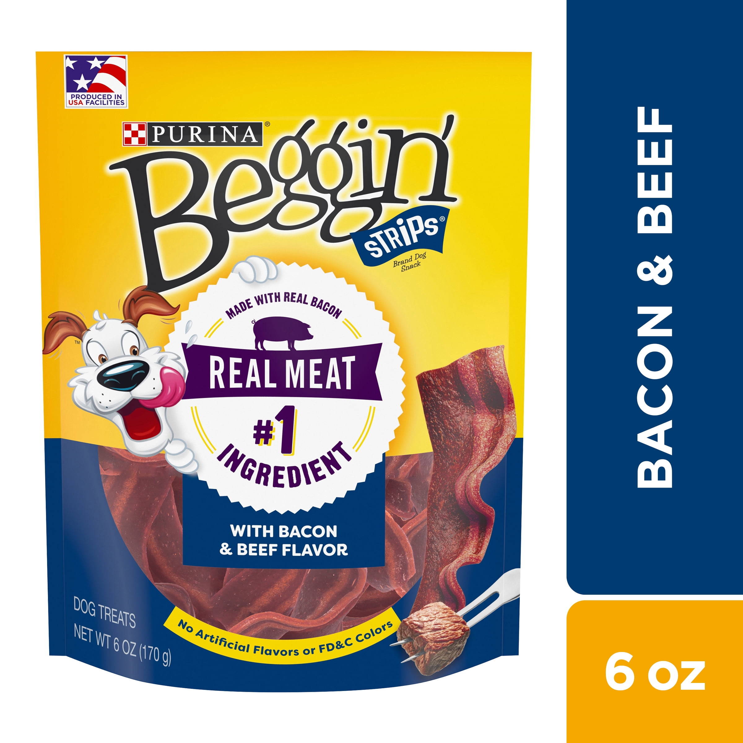 Purina Beggin' Strips Dog Training Treats, Bacon & Beef Flavors 6 oz