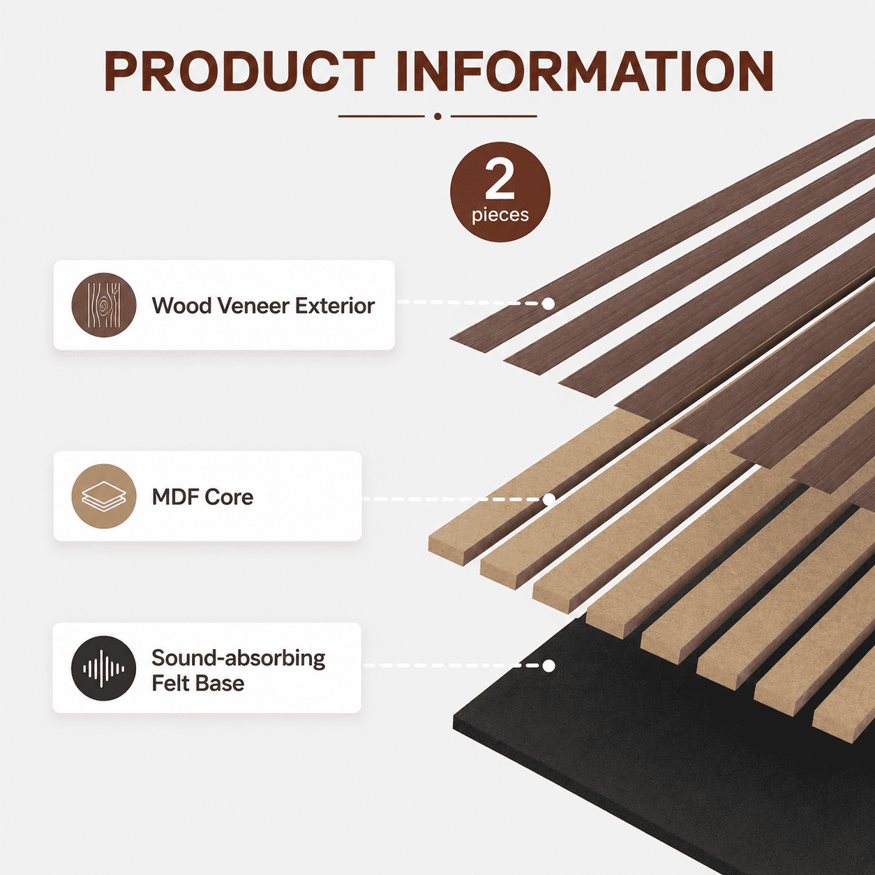 2PCS 16''x104'' Wood Slat Acoustic Wall Paneling for Interior and Ceiling Decor,23Sq.ft,AmericaWalnut