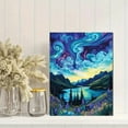thumbnail image 2 of Whimsical Swirling Sky Mountain Lake Canvas Print Wall Art，Perfect for Living Room，Office， Hallway， and Dining Room Decor., 2 of 8