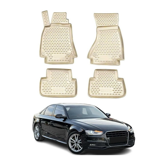 OMAC Floor Mats Liner for Audi A4 S4 B8 Sedan Avant Allroad 2008-2016 Beige TPE