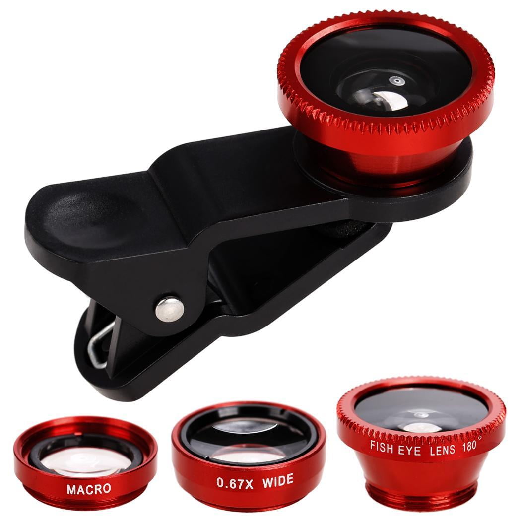 Universal 3 in1 Fisheye Wide Angle Macro Camera Lens Kit Clip On for Mobile Cell Phone