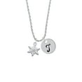 thumbnail image 2 of Delight Jewelry White Snowflake with Clear Crystal Silvertone Script Initial Disc - T - Charm Necklace, 20"+3", 2 of 4