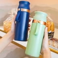 thumbnail image 4 of Advancent Botella de agua térmica de acero inoxidable de 500ML con taza de cuerda colgante, frasco, contenedor de bebidas de café, artículos Suministros térmicos Verde, 4 of 6