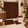 thumbnail image 5 of Christmas Bathroom Decor Set with Waterproof Polyester Shower Curtain, Bath Mat, U-Shaped Toilet Rug, and Seat Cover in Red Plaid, 5 of 8