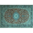 thumbnail image 1 of Ahgly Company Indoor Rectangle Medallion Light Blue Traditional Area Rugs, 6' x 9', 1 of 4