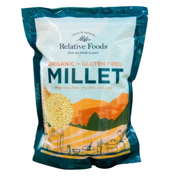 Whole Organic Hulled Millet Seed - 3lb Millet Organic Whole Grain Seed- Gluten-Free Grain for Porridge, Salads, Fruits - Non-GMO Packed w/proteins, fiber, & more