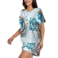 thumbnail image 2 of Bixox Women's Let's go Travel Around the World Printed Pajama Set 2 Piece Lounge Set Top and Shorts Soft Pajamas, Shorts with Pockets, 2 of 7