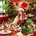 thumbnail image 4 of 12PC Red&Green Fluffy Christmas Pom Pom Ball Ornament, 3.14Inch Plush Fuzzy Hanging Balls, Christmas Tree Decorations, Holiday Hanging Pendant for Wreath, Mantel, Window, Indoor Xmas Home Party Decor, 4 of 10