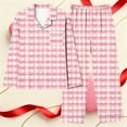 thumbnail image 2 of Women's Pajamas Sets 2 Piece Button Up Shirts and PJ Bottoms Hearts Print Long Sleeve Valentines Nightgown Suits (XL, Pink), 2 of 7