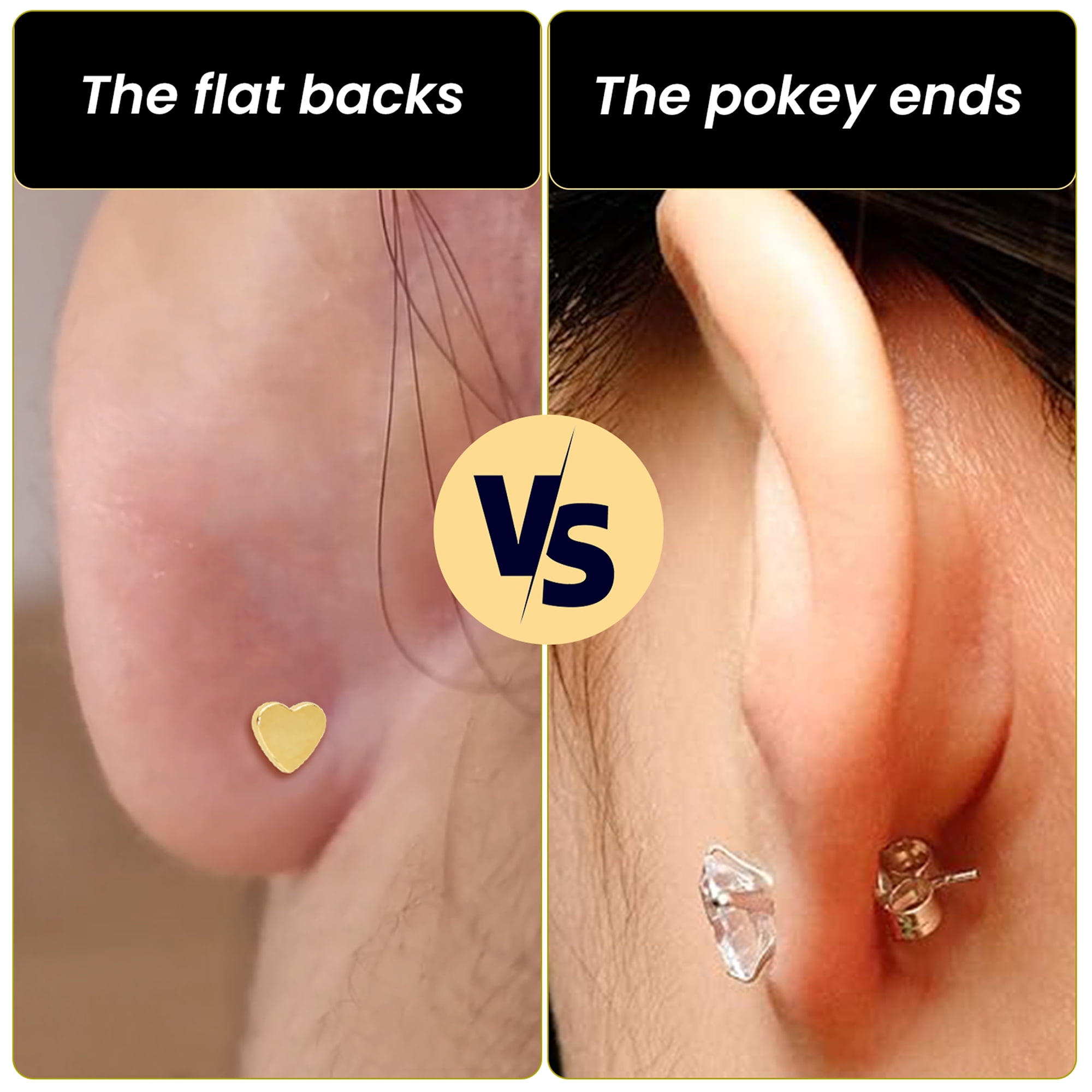 Body Candy Flat Back Cartilage Earring - 18 Gauge 1/4 14k Gold Plated ASTM Titanium Trio Reversible Heart Threadless Stud Earring for Cartilage, Conch, Helix, Labret, Tragus, Monroe