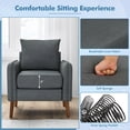 thumbnail image 6 of Gymax Modern Accent Chair Upholstered Mid-Century Armchair w/ Rubber Wood Legs Grey, 6 of 9