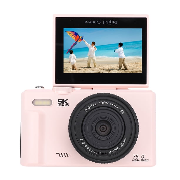 Cámara Digital 5K, Flash Incorporado Cámara De Vídeo Con Enfoque Automático ABS Con Pantalla Abatible De 180 Grados Para Exteriores