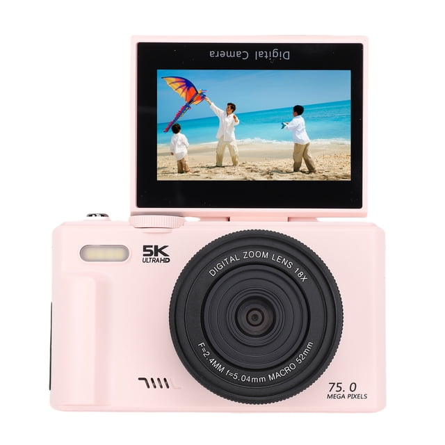 Cámara Digital 5K, Flash Incorporado Cámara De Vídeo Con Enfoque Automático ABS Con Pantalla Abatible De 180 Grados Para Exteriores