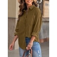 thumbnail image 3 of Asyoly Womens Corduroy Button Down Shirts Jacket Boyfriend Long Sleeve Solid Color Shacket Jacket Oversized Coats Casual Loose Tops with Pocket, 3 of 7