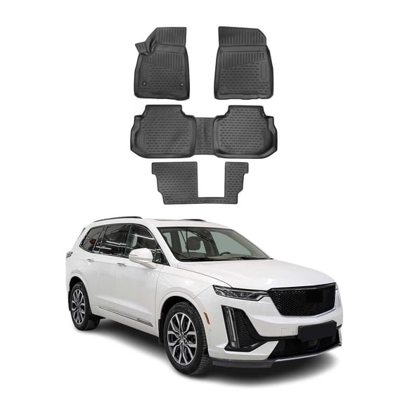 OMAC Floor Mats Liner for Cadillac XT6 2020-2025 TPE All-Weather Black 4 Pcs
