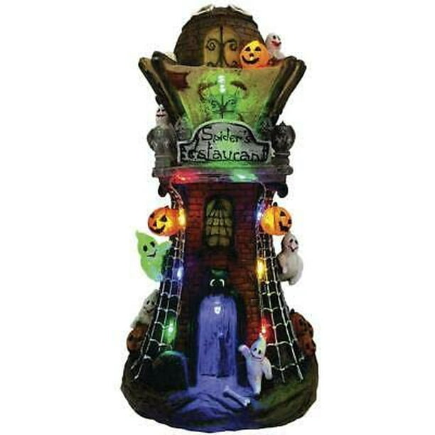 Menards Halloween Village House Building Spider's Restaurant Pumpkin