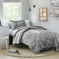 Regency Heights Luxury Velvet Comforter Set, 2-Piece Bedding, All-Season Down Alternative Bed Set with Pillow Shams, Twin/Twin XL, Dark Core