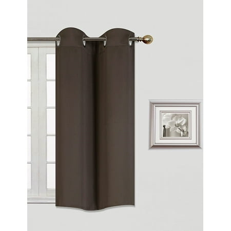 (K30) BROWN COFFEE  1 Panel Silver Grommets KITCHEN TIER Window Curtain 3 Layered Thermal Heavy Thick Insulated Blackout Drape Treatment Size 30