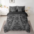 thumbnail image 2 of Manfei Baroque Gothic Theme Bedding Comforter Set 7 Pieces,Damask Print King Bedding Sets,Black Gray Butterfly Bed Sheets For Adults,Ultra Soft Bedroom Decoration Reversible, 2 of 7