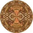 thumbnail image 1 of Ahgly Company Machine Washable Indoor Round Transitional Orange Area Rugs, 8' Round, 1 of 7