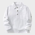 thumbnail image 2 of Splozh Boys Tshirt Boys Long Sleeve Dress Shirts Kids Casual Button School Shirts with Chest Pocket White,9-10 Years, 2 of 9