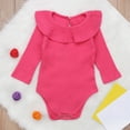 thumbnail image 2 of Aayomet Baby Bodysuit Winter Winter Jumpsuit For Baby Boy Baby Girl Clothes Solid Ruffle Long Sleeve Romper Bodysuit Tops One Piece Jumpsuit Fall Winter Outfit,Hot Pink 6-12 Months, 2 of 3